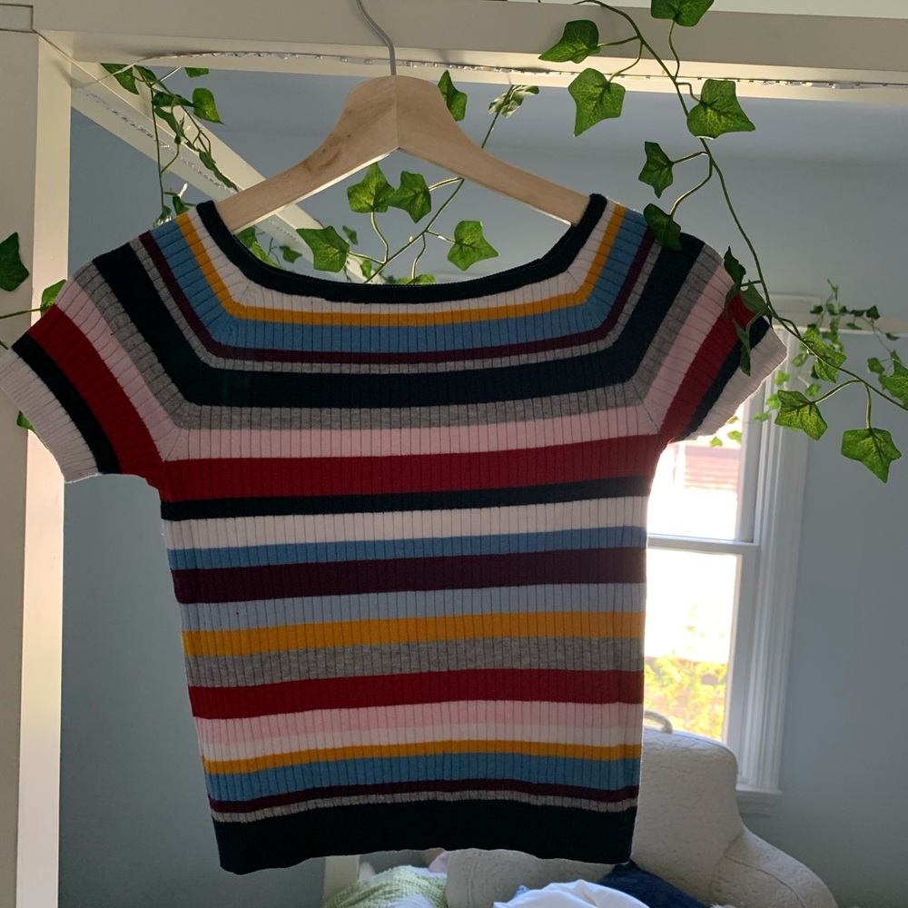 Colorful Knit Striped Crop Top (Kendall and Kylie)